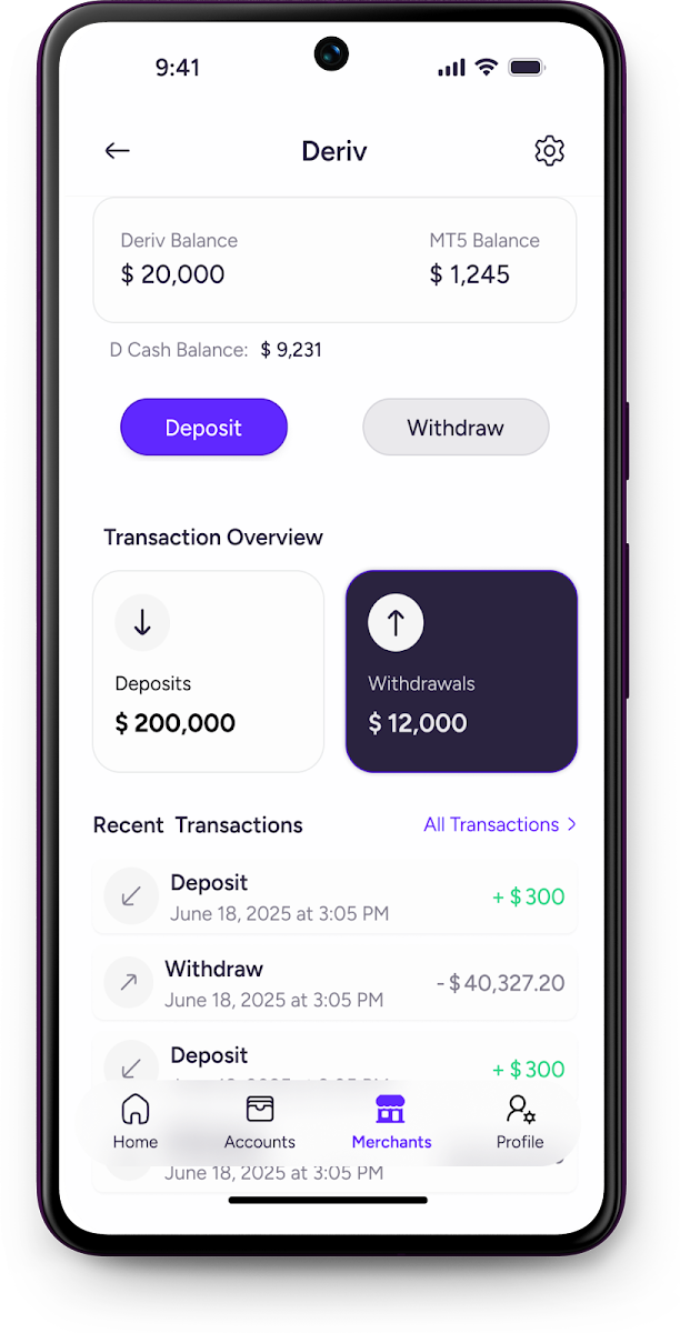 D-CASH wallet and balance interface